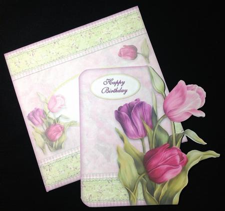 Pink Tulips Shaped Fold Card Kit by Carol Bath 