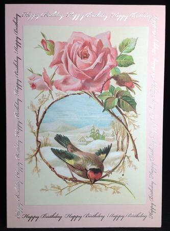 Pretty Bird with Rose in Snow Scene Oval Pyramids by Carol Bath 