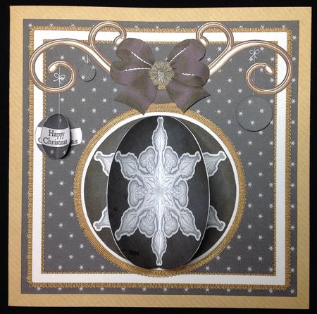Black Snowflake 3D Bauble Mini Card Front Kit by Carol Bath 