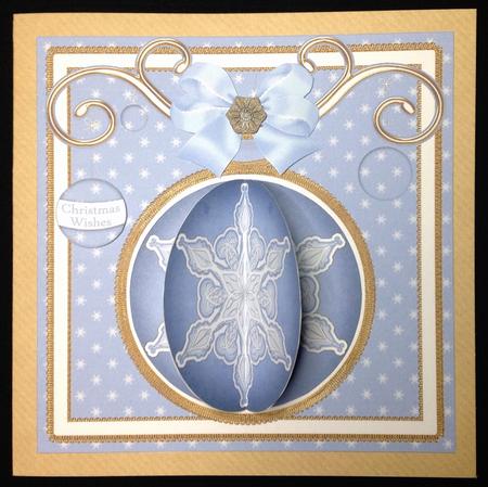 Blue Snowflake 3D Bauble Mini Card Front Kit by Carol Bath 