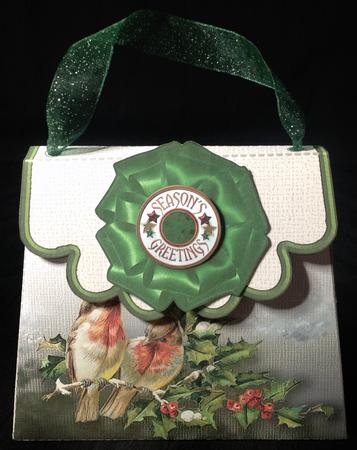 Handbag Gift Box Christmas Vintage Robins by Carol Bath 