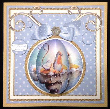Blue Robin 3D Bauble Mini Card Front Kit by Carol Bath 