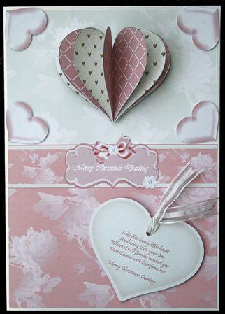 3D Christmas Heart Decoration A4 Card Kit by Carol Bath 
