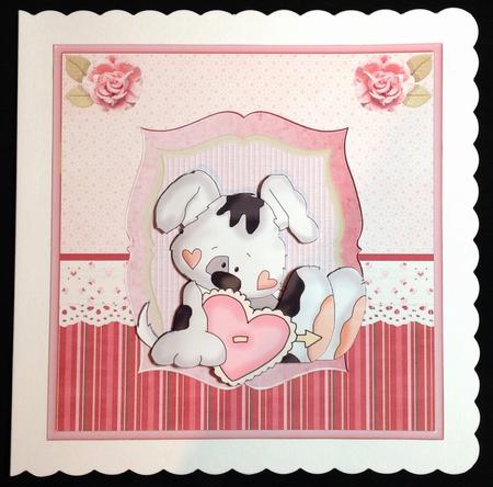 Puppy with a Big Heart Card and Decoupage by Carol Bath 