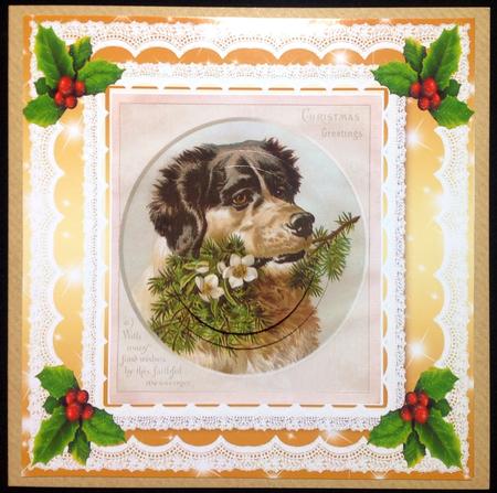 Best Faithful Old Friend with Holly & Stars 8x8 by Carol Bath 