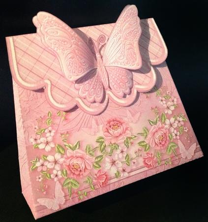 Handbag Gift Box Pink Peonies with Butterfly by Carol Bath 