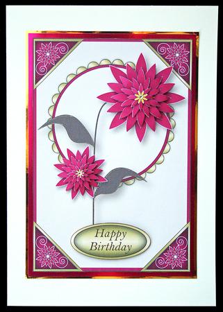 Oriental Magenta Flowers Card Front by Carol Bath 