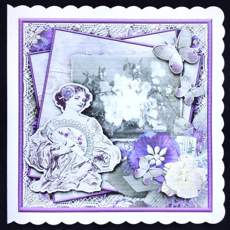 Cardtopper with Inlet Purple Flower Lady 231 by Carol Bath 