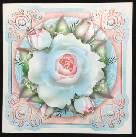 Vintage Soft Blue White Roses Card by Carol Bath 