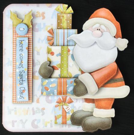Here Comes Santa Decoupage Shaped Fold Card Kit by Carol Bath 