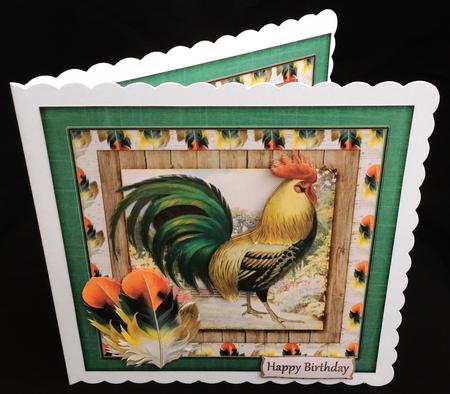 Cardtopper Country Love Rooster Green 418 by Carol Bath 