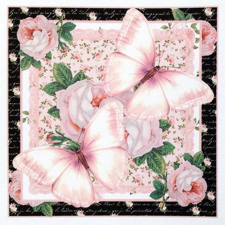 Pink Rose Butterflies Card Front Kit by Carol Bath 
