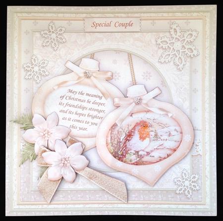 Christmas Baubles Robin in Snow 8x8 Mini Kit & Decoupage by Carol Bath 