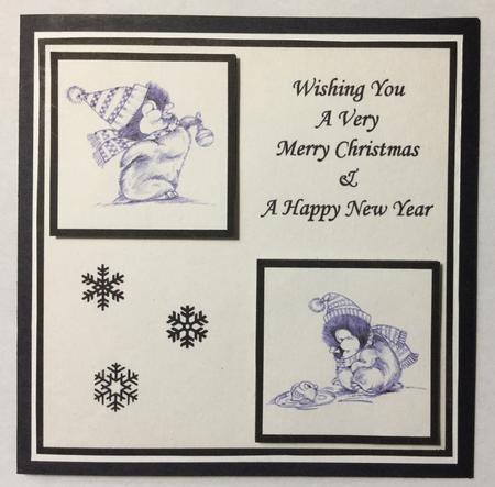 Penguin Fun Black and White 8x8 Square Topper by Carol Bath 