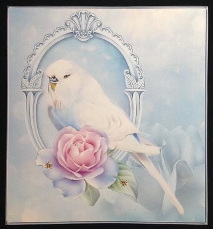 Budgie Rose Fantasy Topper with Decoupage by Carol Bath 