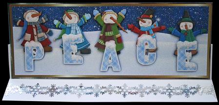 Peaceful Snowmen Dl Card Front with Step by Step by Carol Bath 