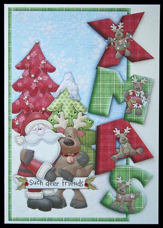 Deer Friends Over the Side Card and Decoupage by Carol Bath 