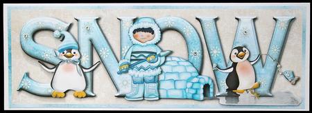 Winter Fun Snow Large Dl Card Front with Decoupage by Carol Bath 