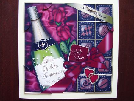 8x8 Husband Anniversary Champers, Chocs N Roses by Carol Cadman