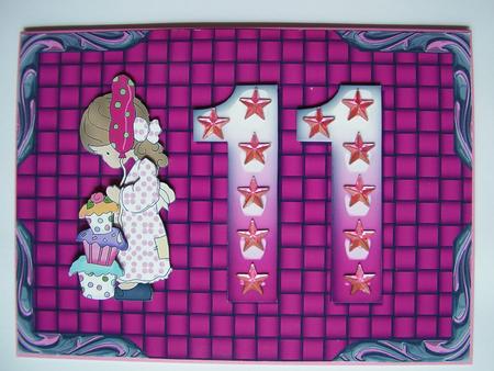 Cupcakes Girl Age 11 Card Front with Decoupage by Carol Cadman