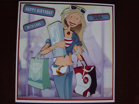 Shopaholic (blond) 8x8 Quick Card by Carol Cadman