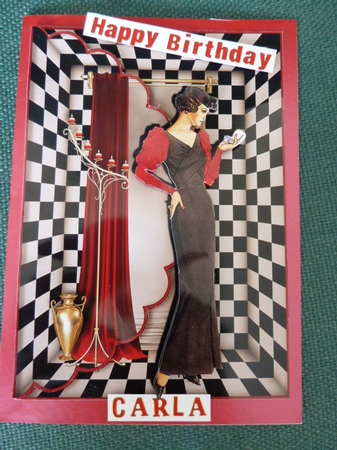 Black and Red Elegance Art Deco Scalloped Edge Envelope Card by Carol Saunders 