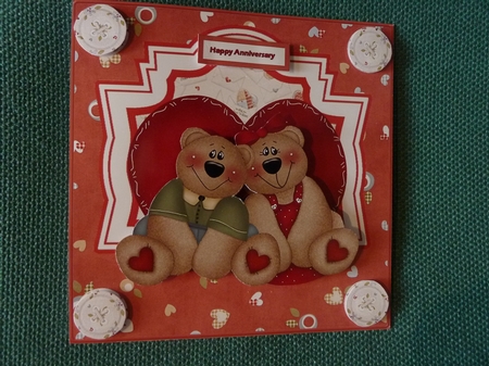 Bearly Perfect Couple 7x7 Card with Topper by Carol Saunders 