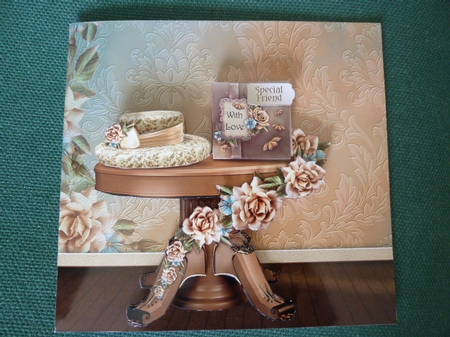 Cream Rose Table Top by Carol Saunders 
