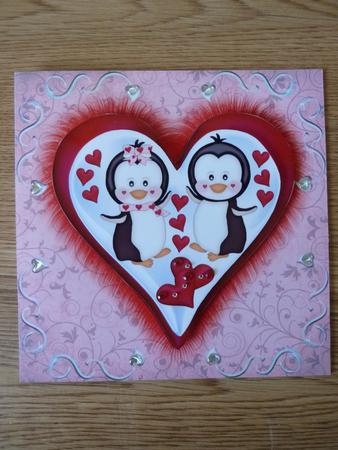 Penguin Love Birds - Valentine Anniversary Engagement by Carol Saunders 