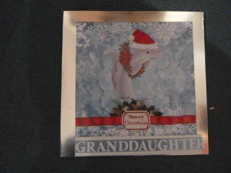Santa Dolphin with Wreath Scalloped Pyramid by Carol Saunders 