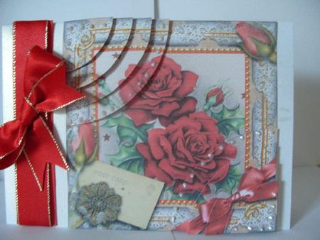 Christmas Roses 6 Inch Duo Corner Stack Card Front by carol croft