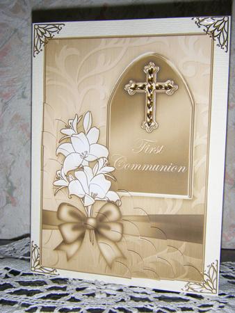 1st Communion Metallic Quick Card Corner Side Stacker by Carol Downham
