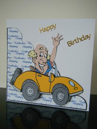 Man in Car Cut and Fold Card by Carol Downham