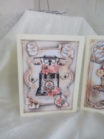 Antique Telephone with Roses Card by Carol Downham