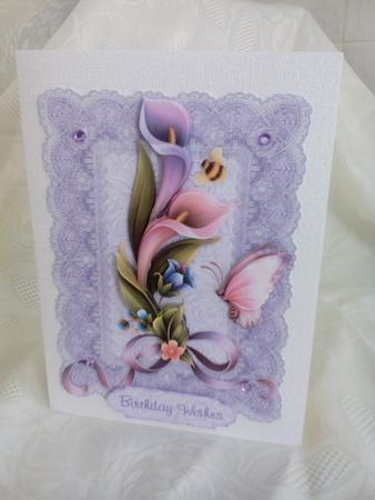 Lilies and Lace in Lilac 8" Square Card Mini-kit by Carol Downham