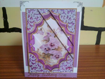 Purple Pansies Ornate Diamond 7x5in Triangle Corner Stacker by Carol Pollock