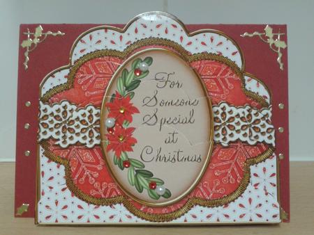For Someone Special at Christmas Red Scallop Bottom Stacker by Carol Pollock