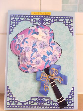 Purple Blossom A4 Oriental Hand Fan Kit by Carol Pollock