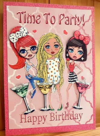 Party Girls with coctails A4 by CAROL LODGE