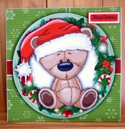 Gorgeous Bear In Holly Frame 8x8 by CAROL LODGE
