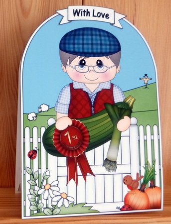 3D Shaped Card  Kit - In the Garden - Village Show Vegetable 1st Prize Old Man by CAROL LODGE