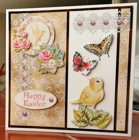 6 x 6 Card Insert Yellow Chick Pink/Yellow by CAROL LODGE