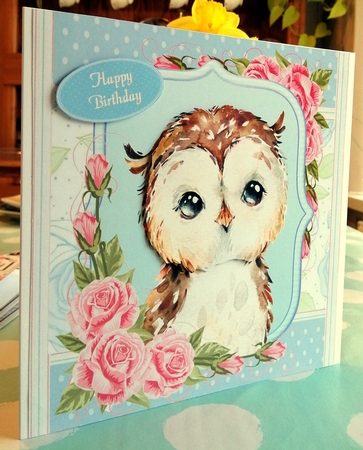 Gorgeous Brown & White Owl Shabby Chic 8x8 by CAROL LODGE