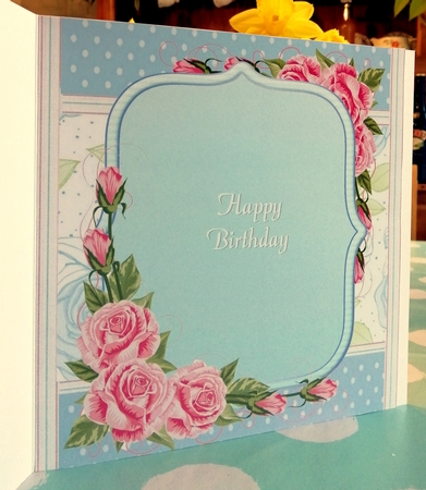 Beautiful Blue & Pink Shabby Chic Insert by CAROL LODGE