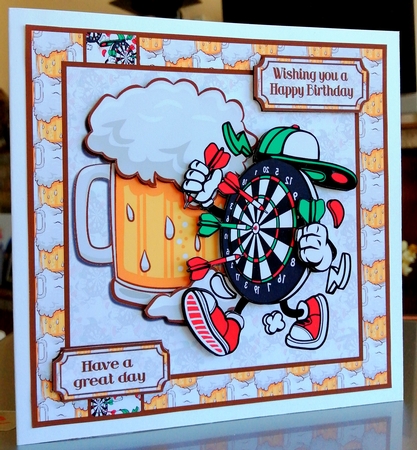 Darts and a pint blank insert by CAROL LODGE