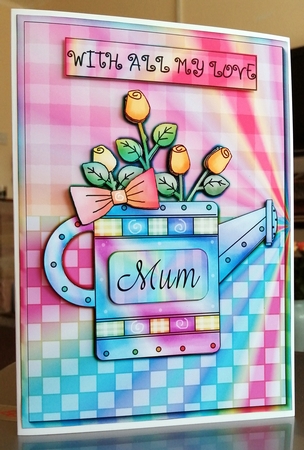Rose Watering Can Mum Rainbow Birthday Card Sheet by CAROL LODGE
