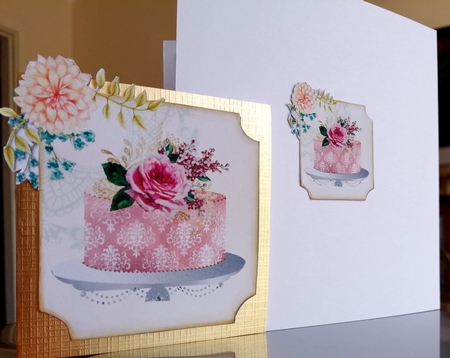 6 x 6 Card Front Burlap/Lace Celebration Cakes with Toppers and Sentiments by CAROL LODGE