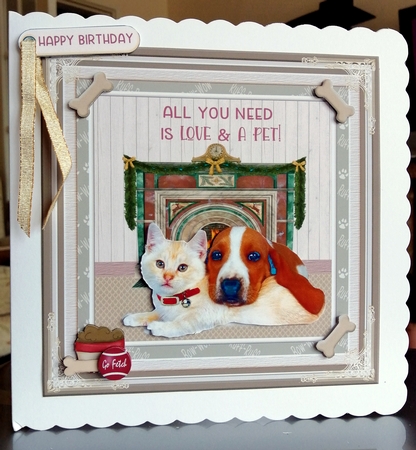 Love My Pet Decoupage 7x7ins Topper 4a by CAROL LODGE
