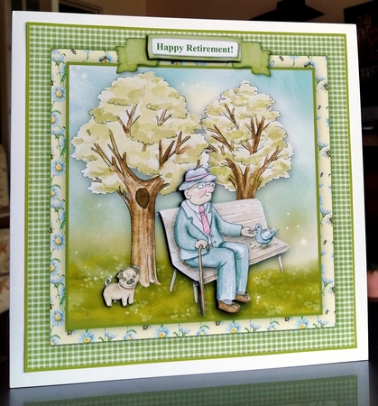 A Walk In The Park - 8 x 8 Card Topper With Decoupage by CAROL LODGE