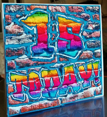 Graffiti 15th Birthday Wavy Corner side stacker by CAROL LODGE